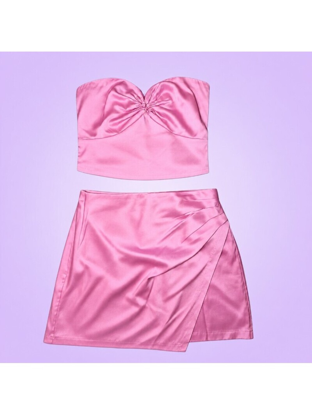 Abercrombie & Fitch Women’s Small Pink Satin Strapless Top & Mini Skirt Set
